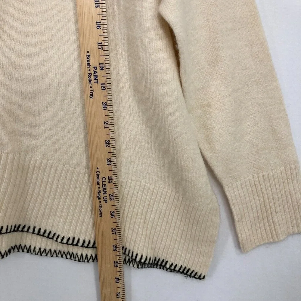 New‎ BKE XL Cream Black Turtle Neck Soft Relaxed Artsy Asymmetric Sweater